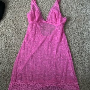Pink Lace Slip Dress